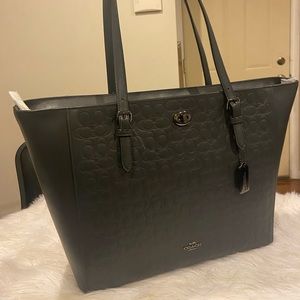 Coach Signature Embossed Gray Tote Bag